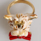 Gold Brass Resin Beige Dog Pet Accessory Ring