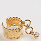 Gold Tone Brass Logo Chain Clear Crystals Adjustable Ring