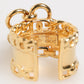 Gold Tone Brass Logo Chain Clear Crystals Adjustable Ring