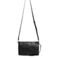 Black Palmellato Leather Logo Plaque Shoulder Borse Bag