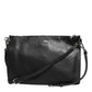 Black Palmellato Leather Logo Plaque Shoulder Borse Bag