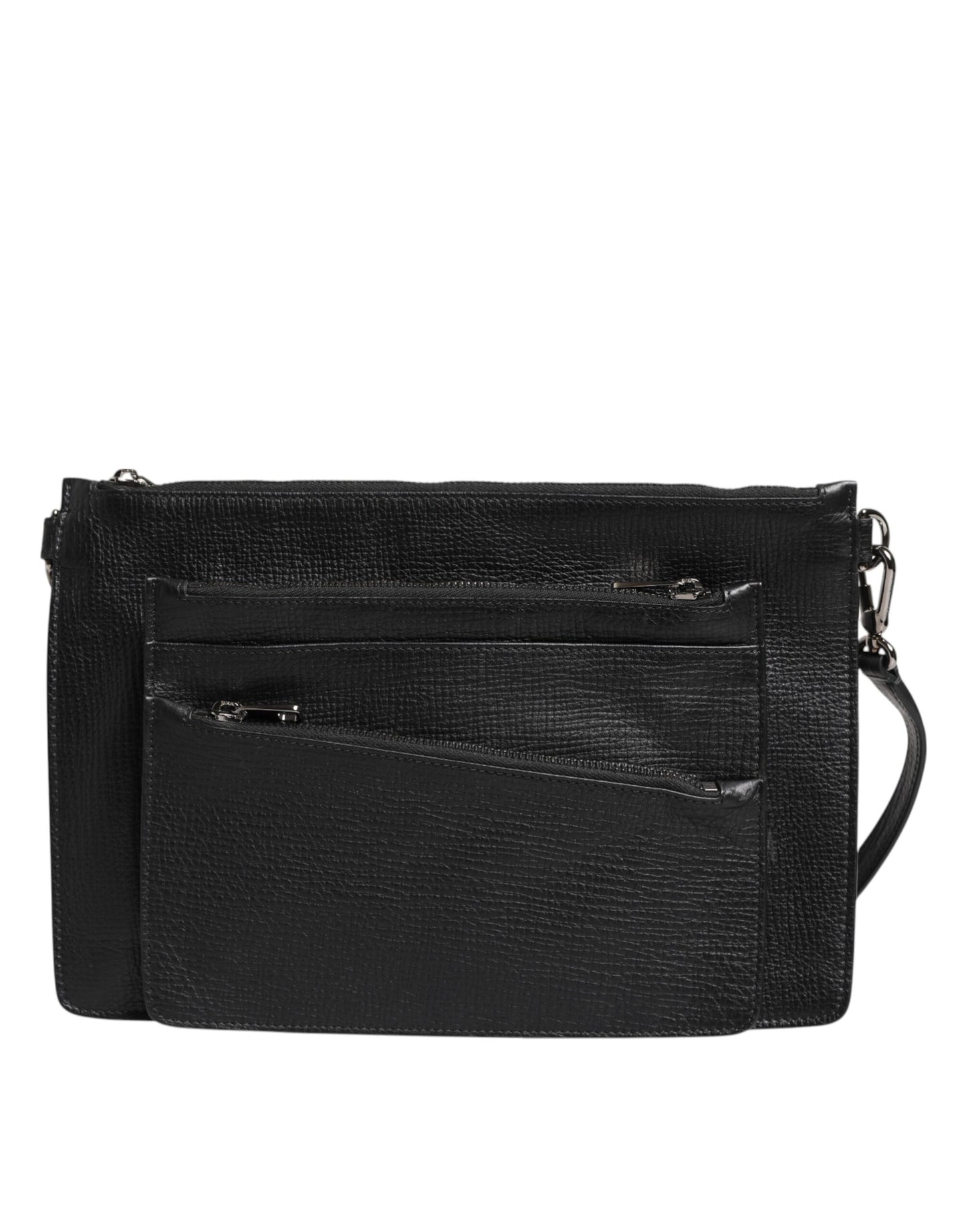 Black Palmellato Leather Logo Plaque Shoulder Borse Bag