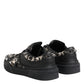 Black Leather Studded Low Top Sneakers Shoes