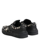 Black Leather Studded Low Top Sneakers Shoes