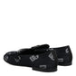 Blue Logo Cotton Loafers Formal Dress Shoes