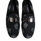 Blue Logo Cotton Loafers Formal Dress Shoes