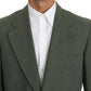Green Linen Blazer One Piece Single Breasted Jacket