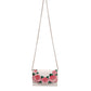 White Floral Leather Wallet Crossbody Gold Chain Bag