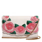 White Floral Leather Wallet Crossbody Gold Chain Bag