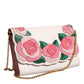 White Floral Leather Wallet Crossbody Gold Chain Bag