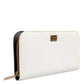 White Leather Logo Plaque Zip Around Continental Wallet