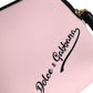 Pink Solid Nylon DG Logo Print Clutch Zip Borse Pouch Bag