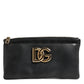 Black Calfskin Leather DG Logo Women Card Holder Wallet