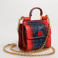 Red Blue Leather Sicily Crossbody Chain SatchelBorse Bag