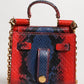 Red Blue Leather Sicily Crossbody Chain SatchelBorse Bag