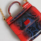 Red Blue Leather Sicily Crossbody Chain SatchelBorse Bag