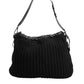 Black Cashmere Knitted Leather Shoulder Women Borse Bag