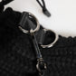 Black Cashmere Knitted Leather Shoulder Women Borse Bag