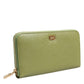 Green Leather Logo Plaque Zip Around Continenta Wallet