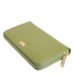 Green Leather Logo Plaque Zip Around Continenta Wallet