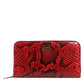 Red Exotic Leather Zip Around Continental Clutch Wallet
