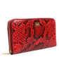 Red Exotic Leather Zip Around Continental Clutch Wallet