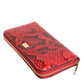 Red Exotic Leather Zip Around Continental Clutch Wallet