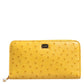 Yellow Leather Logo Plaque Zip Around Continental Wallet