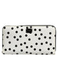 White Black Dotted Leather Zip Around Continental Wallet