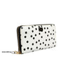 White Black Dotted Leather Zip Around Continental Wallet