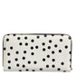 White Black Dotted Leather Zip Around Continental Wallet