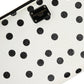 White Black Dotted Leather Zip Around Continental Wallet