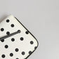 White Black Dotted Leather Zip Around Continental Wallet