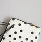 White Black Dotted Leather Zip Around Continental Wallet