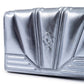 Metal light blue GT patent leather bag with chain