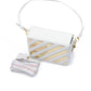 White/Gold  Metallic Stripe Crossbody Bag