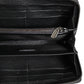 Black Calfskin Leather Logo Zip Around Continental Wallet