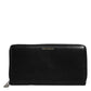 Black Calfskin Leather Logo Zip Around Continental Wallet