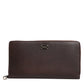Brown Calfskin Leather Logo Zip Around Continental Wallet