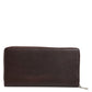 Brown Calfskin Leather Logo Zip Around Continental Wallet