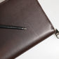 Brown Calfskin Leather Logo Zip Around Continental Wallet