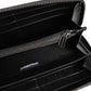 Black Gray Leopard Leather Zip Around Continental Wallet