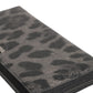 Black Gray Leopard Leather Zip Around Continental Wallet