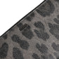 Black Gray Leopard Leather Zip Around Continental Wallet