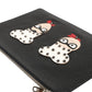 Black Leather #DGFAMILY Embellished Men Clutch Pouch Bag