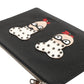 Black Leather #DGFAMILY Embellished Men Clutch Pouch Bag