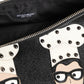 Black Leather #DGFAMILY Embellished Men Clutch Pouch Bag