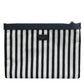 Black White Striped Logo Plaque Clutch Pouch Bag