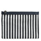 Black White Striped Logo Plaque Clutch Pouch Bag