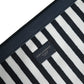 Black White Striped Logo Plaque Clutch Pouch Bag